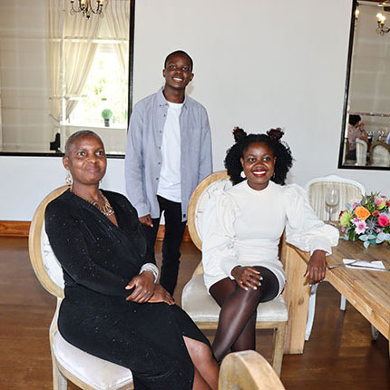 VC's Equity Scholarship recipient Muthuphei Mukhunyeledzi with his mom and sister at the VC Scholarships Awards